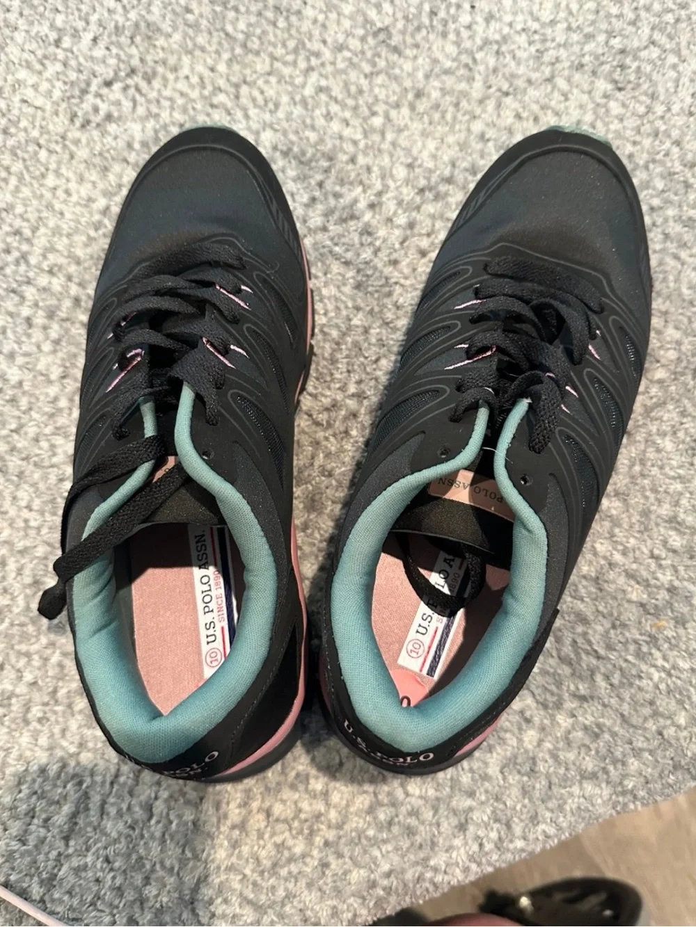 🆕U.S. Polo Assn. Women’s Black/Pink/Teal Lace-up Athletic Running Shoes❤️Sz: 10
